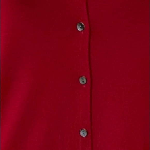 VTG 90s Eddie Bauer Womens M red Fine Italian Merino Wool Long Cardigan Sweater - Picture 10 of 11